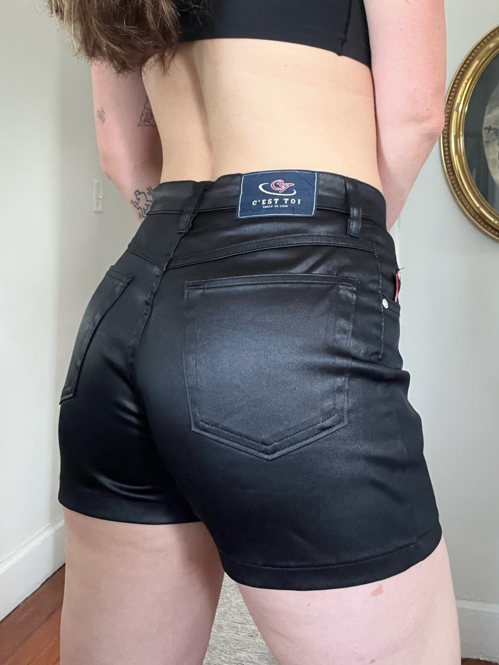 Vintage Black Shorts with Sheen